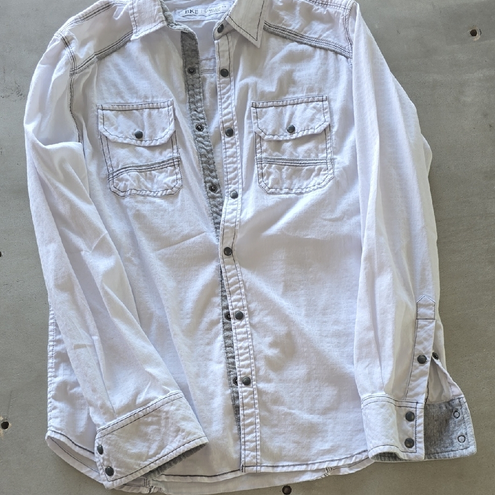 DKNY Light Gray Button-Up Shirt